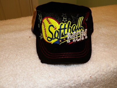  Softball MOM NWT Bling Cadet Style Cap Black  ***Get Second Cap for $ 5.00***