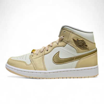 Nike Air Jordan 1 Mid SE Pale Vanilla Metallic Gold Sneaker (FB9892 200)