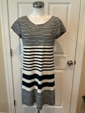 Maeve Anthropologie Navy Blue & White Striped Dress, Size Small (US)