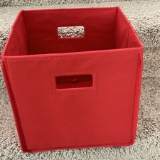 Pack Of 4 Storage Bin Red Fabric Cube 10" x 10.5" Collapsible Organization