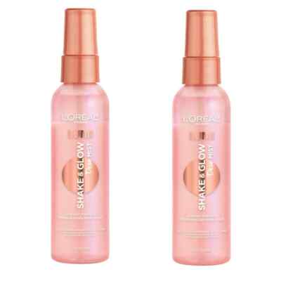 Loreal Lumi Shake and Glow Dew Mist, Hydrating Facial Spray, 1 oz (Pack Of 2)
