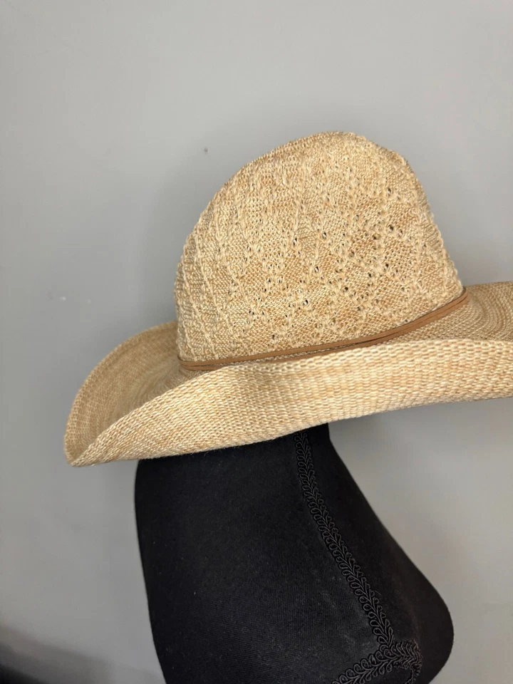 Free People Santa Barbara Packable Sun Hat Wide Brim Hat Suede Cord Detail - Image 4 of 4