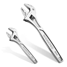 WORKPRO 2PCS Adjustable Wrench Set 6" 10" Wide Jaw Wrench Metric & SAE Scale USA
