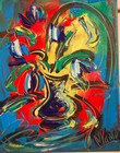 FLOWERS  ART ARTWORK Large Abstract Modern Original Oil Painting YjFTHgb