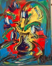 FLOWERS  ART ARTWORK Large Abstract Modern Original Oil Painting YjFTHg2db