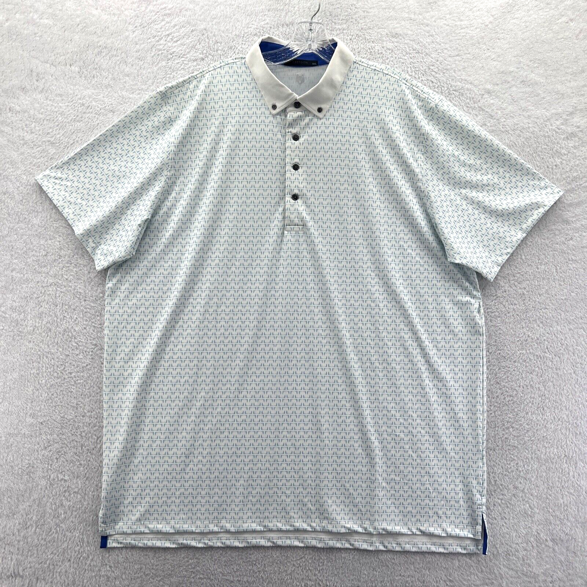 Greyson XXL Mens Polo Shirt White Blue Arrows Collared Logo Golf