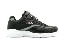 NEW MENS FILA RAY CLASSIC LIMITED EDITION BLACK SILVER LACE UP COMFORT SNEAKERS