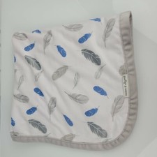 Blankets  Beyond Baby Boy Blue White Gray Silver Feather Blanket Swirl Fur