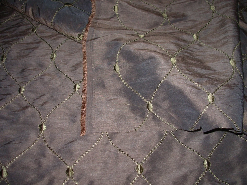 TELA DE TAPICERÍA CORTINAS BORDADAS ENREJADO DE SEDA SINTÉTICA FABRICUT 7 YARDAS POR MENOS Foto 3 de 3