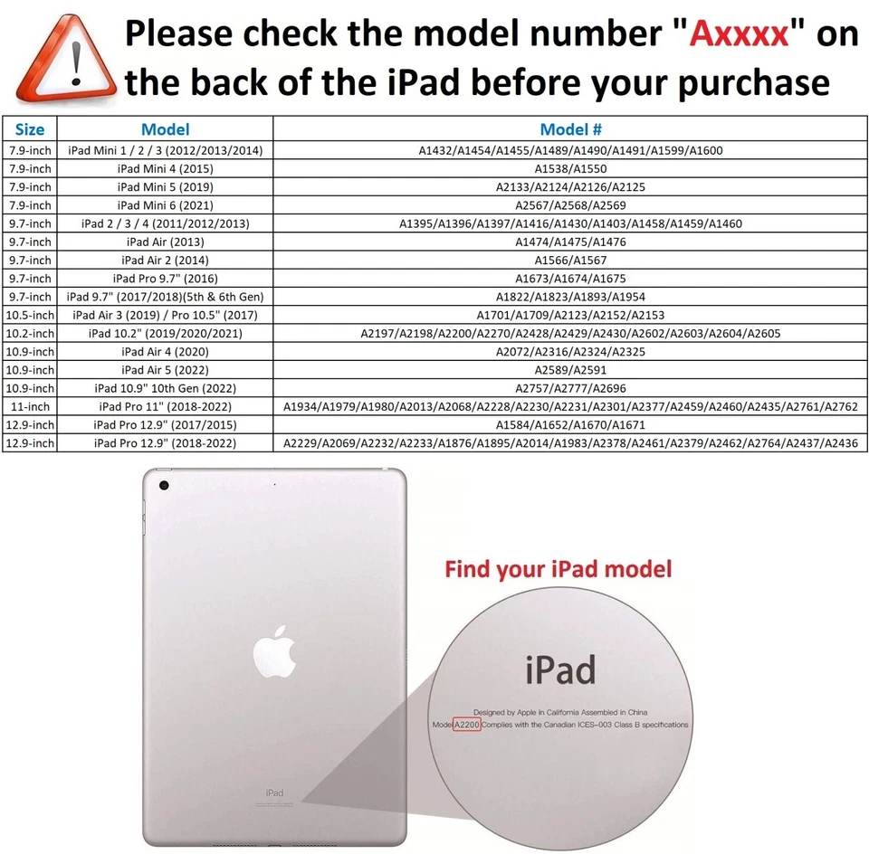 Magnetic Stand Cover Case For iPad Mini 4 Air 1 Pro 9.7 2016 9.7" 2018/2017 - Image 2 of 4