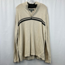 Eddie Bauer Mens Pullover Sweater Beige Mock Neck 1/4 Zip Cotton Big  Tall TL