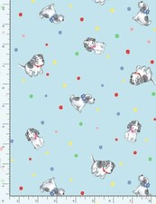 Puppy Dog Fabric Tossed Dots Dogs Blue Cotton Timeless Treasures C8840 Yard