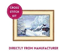 RIOLIS Counted Cross Stitch Kit 989 Winter- Cozy Village in White Nature View
