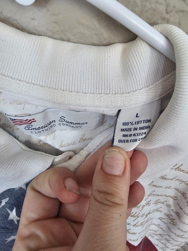 Cotton Traders Sport Men's Large Polo Shirt American Flag USA Patriotic