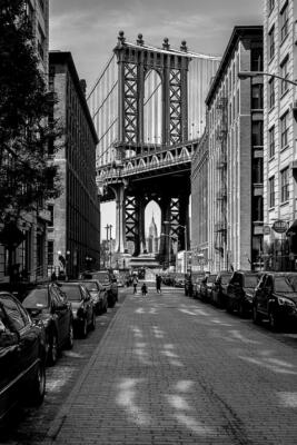 Manhattan Bridge from DUMBO Brooklyn Black and White B&W Photo Poster 24x36