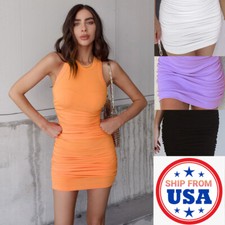 Women's Bodycon Elegant Stretch Sleeveless mini Dress Jumper Cocktail Party