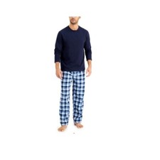 NWT Club Room Men's Pajama Set Navy Blue Super Soft Lounge Pants Size M 65 G026