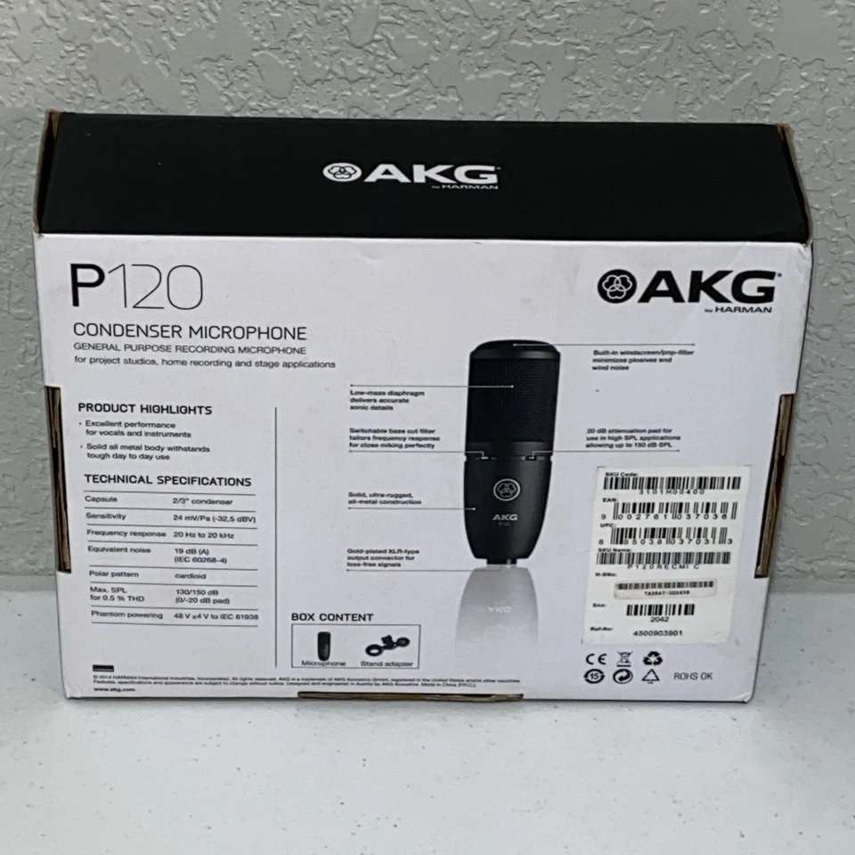 AKG P120 Project Studio Line Condenser Recording Microphone Stand Adapter NEW - Image 2 of 4