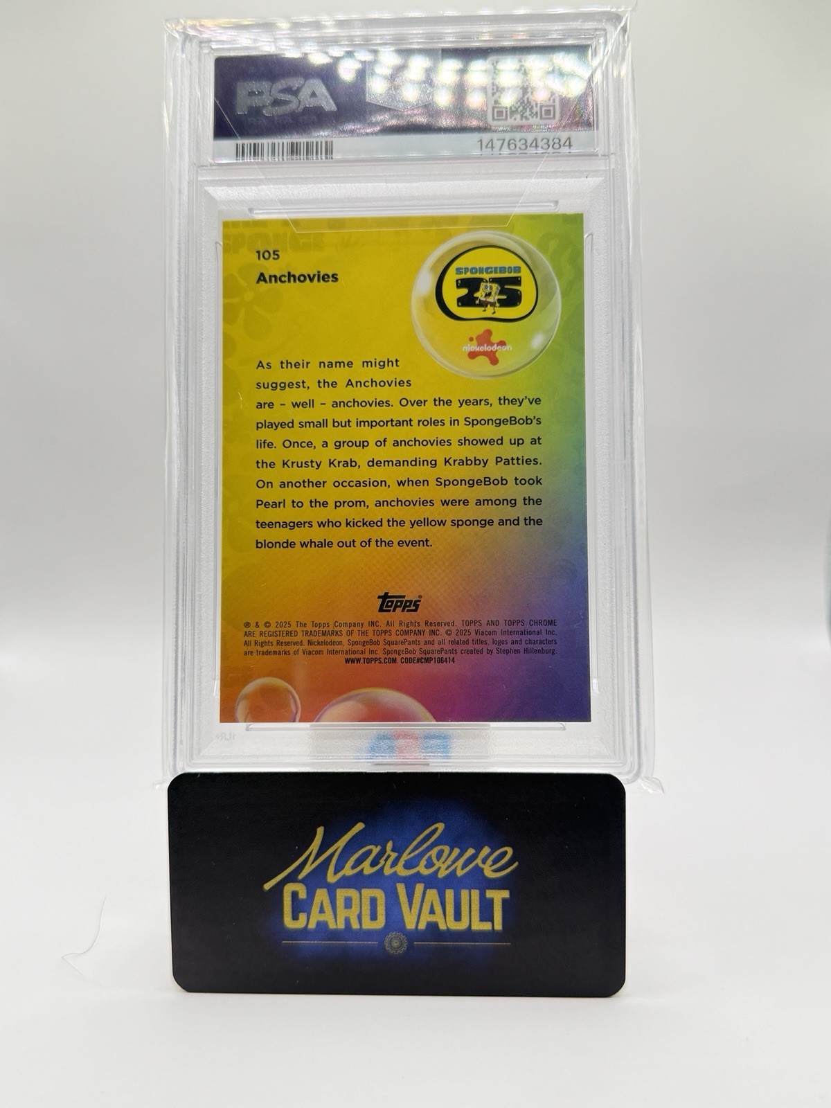 2025 Topps Chrome SpongeBob Anchovies Nightshift /25 PSA 9 Pop 2 🔥🔥 view 2