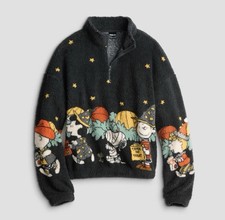 Size M - Peanuts Snoopy Halloween Sherpa Quarter Zip Pullover Sweater PRESALE
