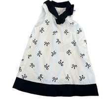 Janie and Jack Girls White Black Velvet Trim Bow Dress with Bloomer 6 to 12 Mos