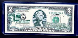 2003 $2 Colorized (( CHOICE GEM)) Alabama US Paper Currency Auction