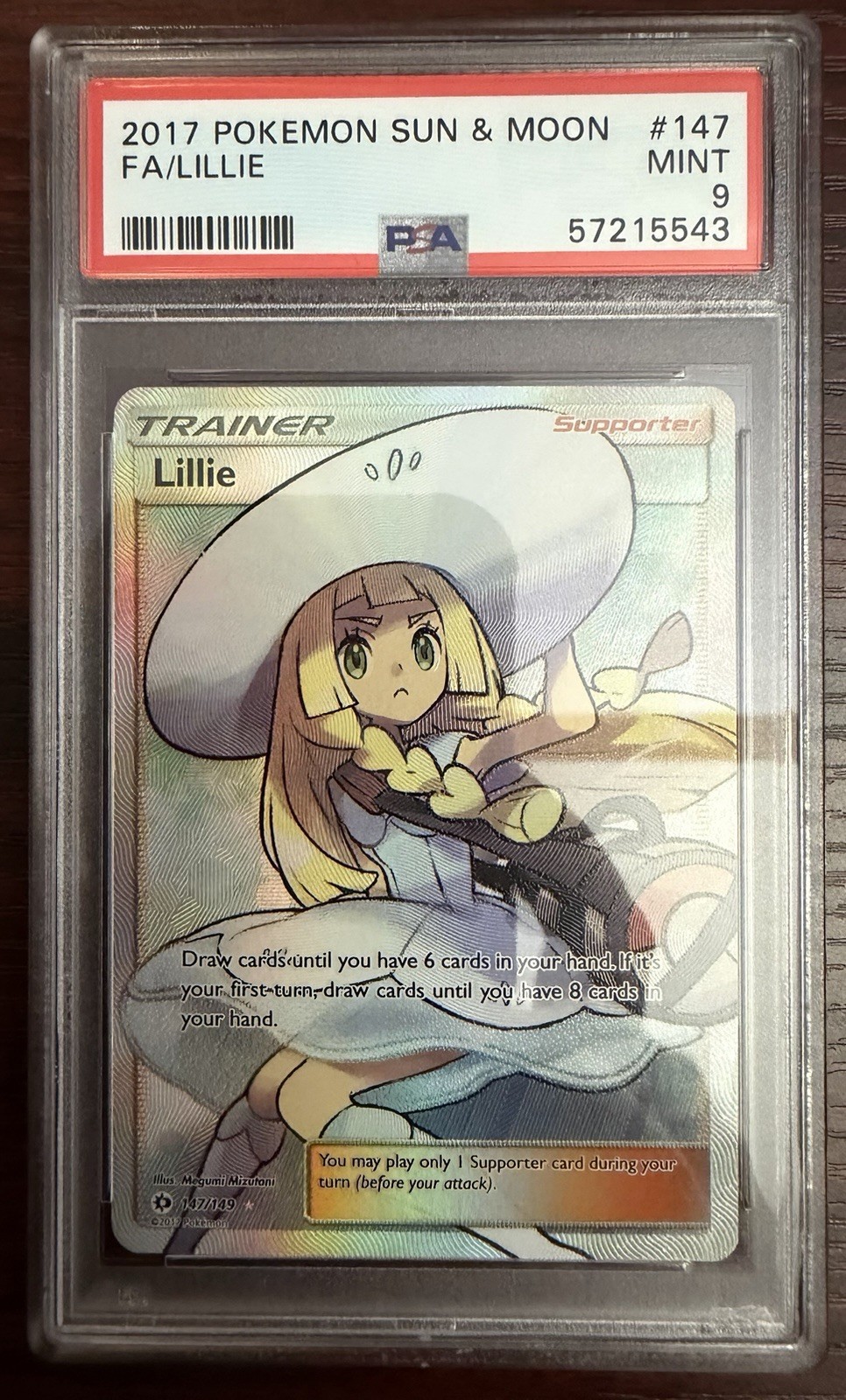 Pokemon 2017 SM Base Set Lillie Full Art Holo Ultra Rare Trainer 147/149 PSA 9