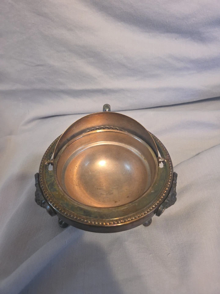 Antiguo o vintage F.B. Plato de caviar o mantequilla con tapa enrollable Rogers Silver Co. Plata Foto 2 de 3
