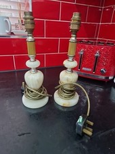 Vintage Onyx Marble & Brass Table Lamp  - Fully Works  - Home Decor Pair