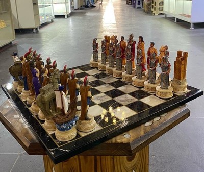 Chess Set  X Large Trojan vs Spartan 100% Hand Painted Warriors  Gift Idea