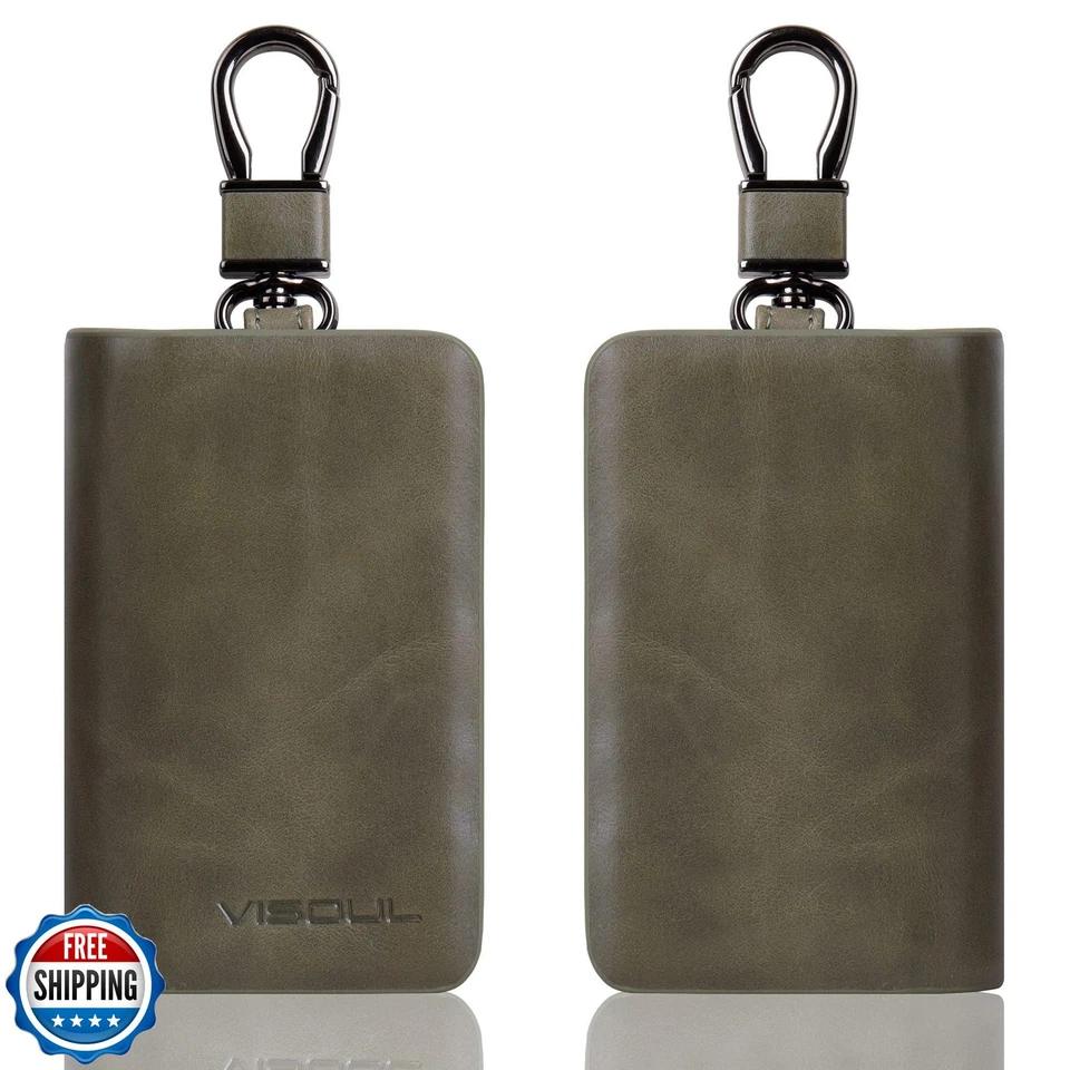 VISOUL Estuche para Llaves de Coche Doble Cremallera, Cuero Coche Llave Inteligente F Foto 2 de 4