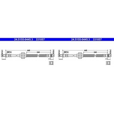 2X ATE BREMSSCHLAUCH 445mm VORNE passend für RENAULT GRAND MEGANE SCÉNIC