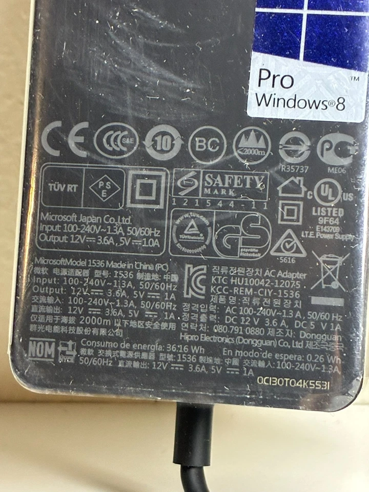 Genuine Microsoft Surface Pro & Pro 2 Power Adapter Charger Model 1536 12V 3.6A - Image 2 of 4