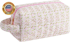 Makeup Bag Travel Cosmetic Bag for Women, Zipper Make up Pouch, Floral Flowers T