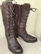 Born Granny Lace Up Victorian Style Brown Boots Size 10