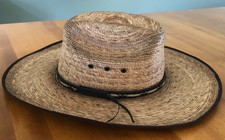 Jason Aldean by Resistol Cowboy Hat Mens OSFM Tan Straw Palm Elastic Band