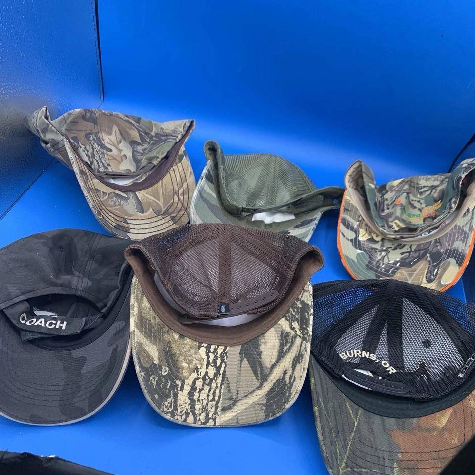 Lote de 6 gorras atléticas de camionero camufladas LOTE DE 6 sombreros sombreros correa de malla espalda a presión Foto 2 de 4