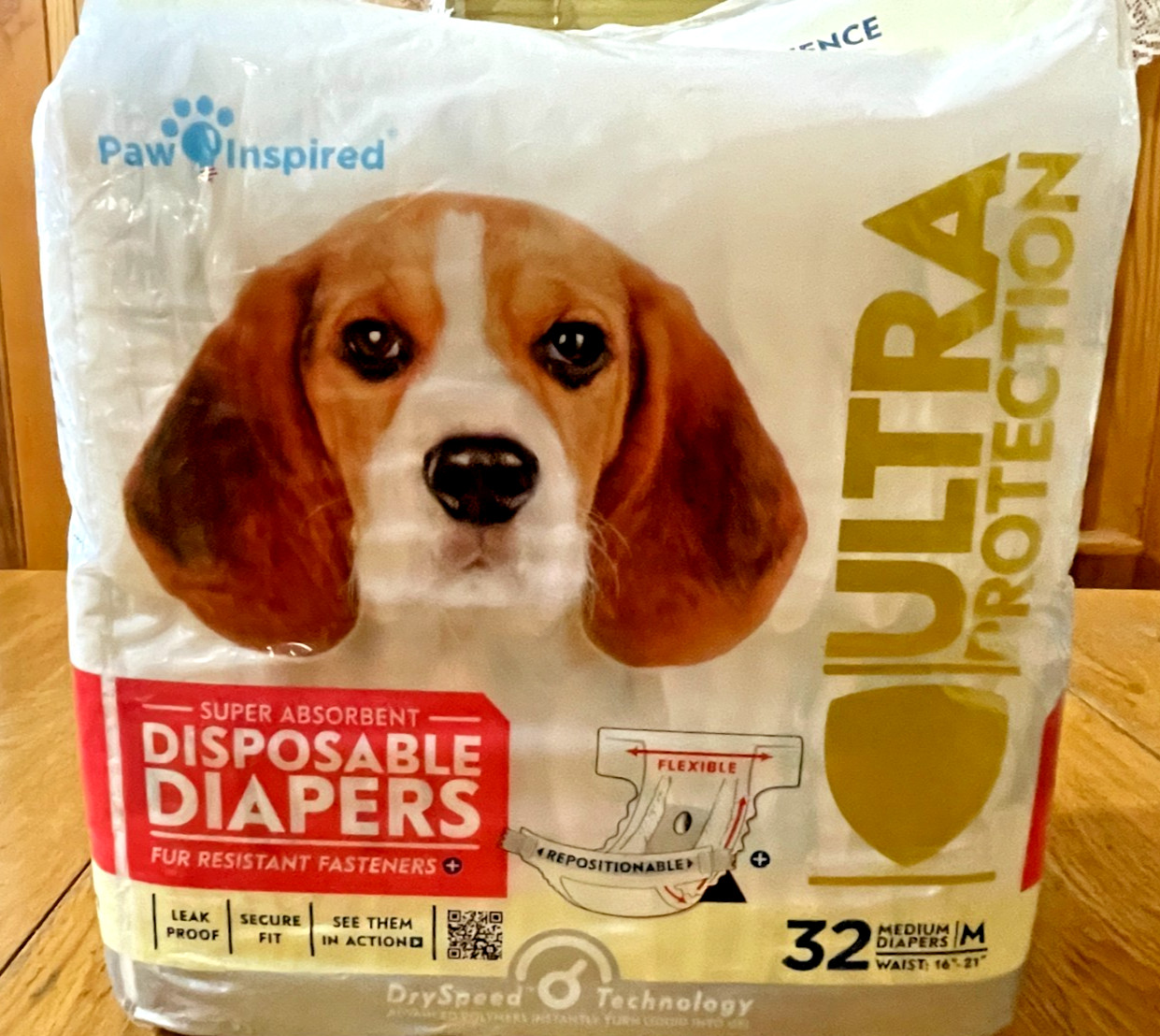 Paw Inspired 27/32ct Disposable Dog Diapers Medium Waist 16"-21" (Open Package)