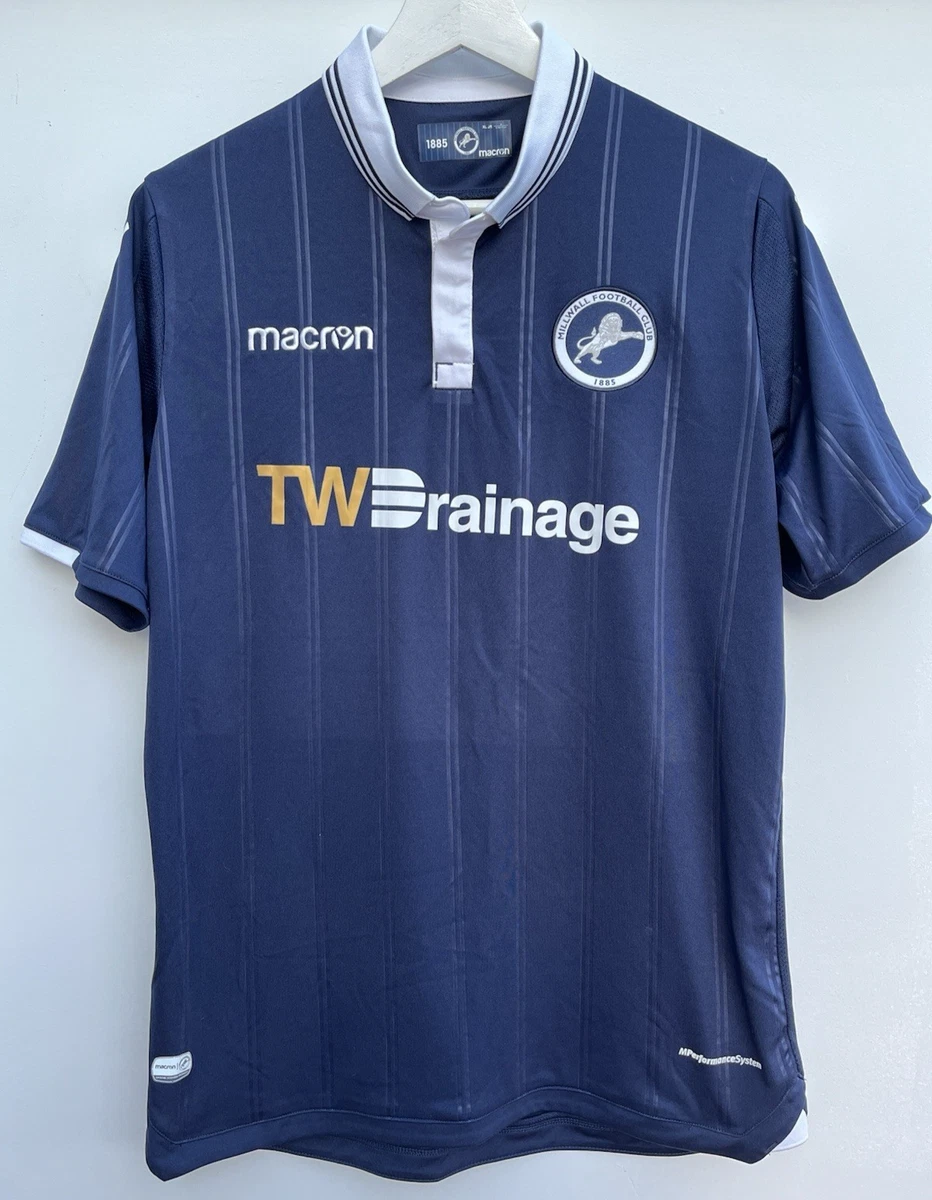 T-shirt Macron Millwall Football Club - Bleu/gris, Coton, Neuf Avec étiquettes