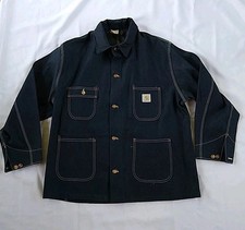 Vintage Carhartt Denim Jacket 8c Unlined Darkstone Chore Union Made USA 90s