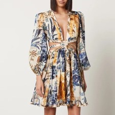 Zimmermann Aliane Floral-Print Cutout Cotton-Gauze Dress Size 1
