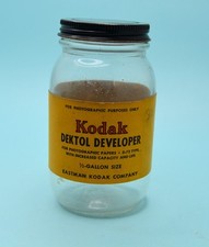 empty vintage Kodak Dektol Developer glass jar