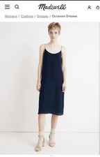 90s Vibe Madewell Navy Silk Tie-Back Slip Dress Size 2 Minimalist Spring 2019