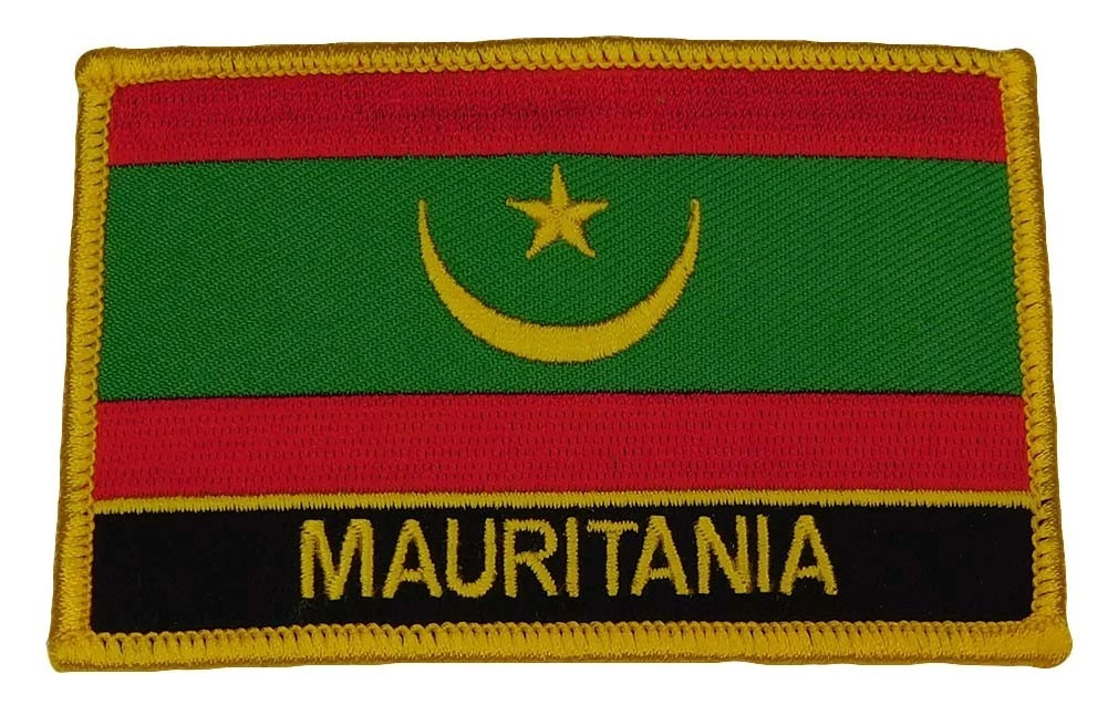 Pack of 12 Mauritania Rectangular Country Embroidered Iron On Patch