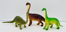 3 Vintage Plastic Toy Dinosaurs Brachiosaurus Apatosaurus Imperial Green Brown