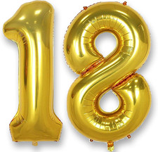 Palloncino Numero 18 Compleanno Oro: Grande 101 Cm Elio Palloncini Compleanno 18