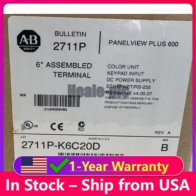 2711P-K6C20D /B NEW AB PanelView Plus 600 EtherNet KEYPAD DISPLAY HT US Free Tax