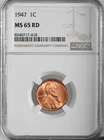 1947-P  1C LINCOLN WHEAT CENT "PHILADELPHIA MINT" NGC MS65 RD (RED)# 8340717-418