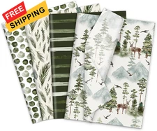 JarThenaAMCS 60 Sheets Christmas Tissue Paper Watercolor Forest Gift Green 