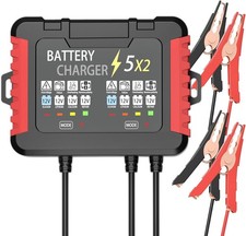 2 Bank Onboard Battery Charger, 10A 5A/Bank 12V IP68 Waterproof Marine Battery